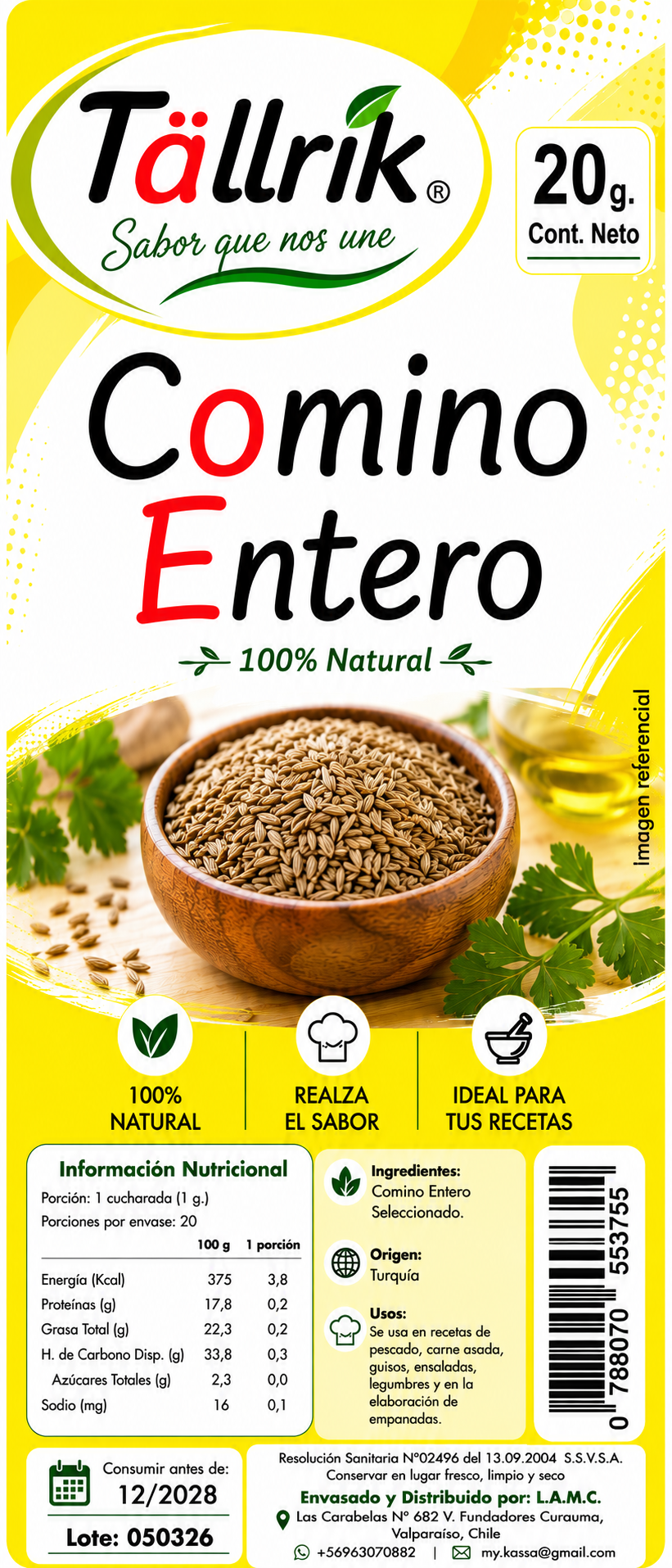 Etiqueta de Comino entero Tallrik